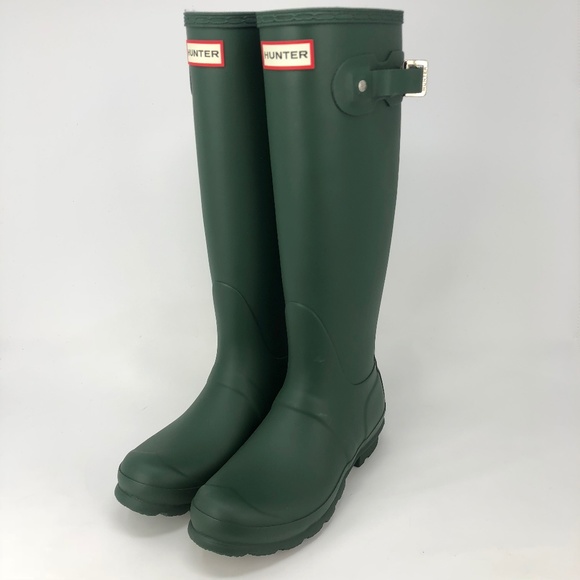 Hunter Original Tall Waterproof Rain Boots Green - Picture 2 of 8